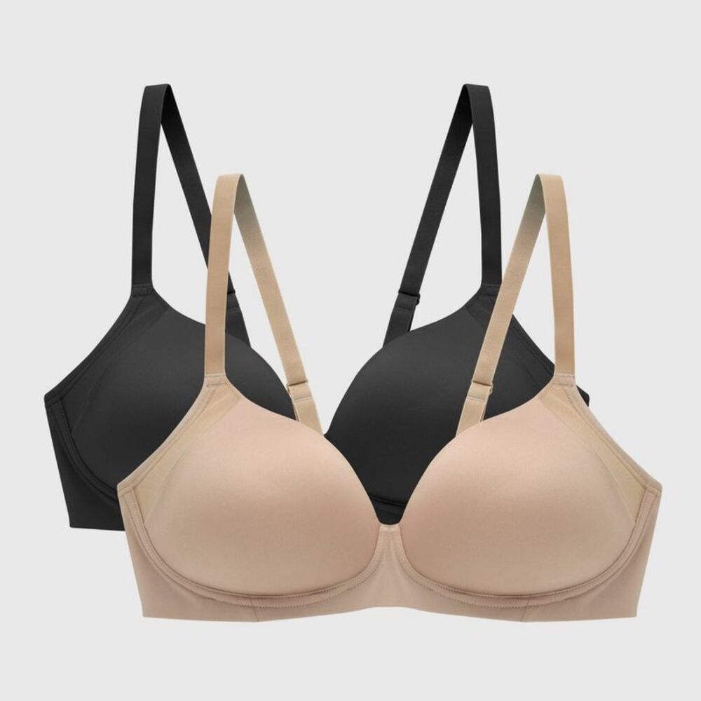 Beauty by Women's 2pk Wirefree Full Coverage T-Shirt Bra - Black/Nude 38DD